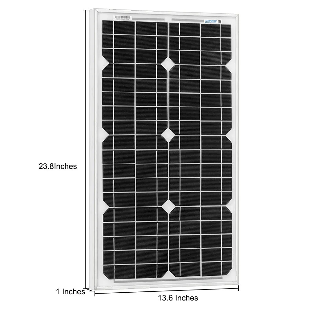 ACOPOWER Kit solar 30W 12V panou monocristalin cu controler 5A